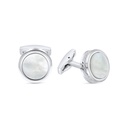 Stainless Steel Cufflink 316L Silver Plated  Embedded With White Shell 