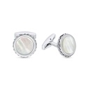 Stainless Steel Cufflink 316L Silver And Black Plated  Embedded With White Shell 