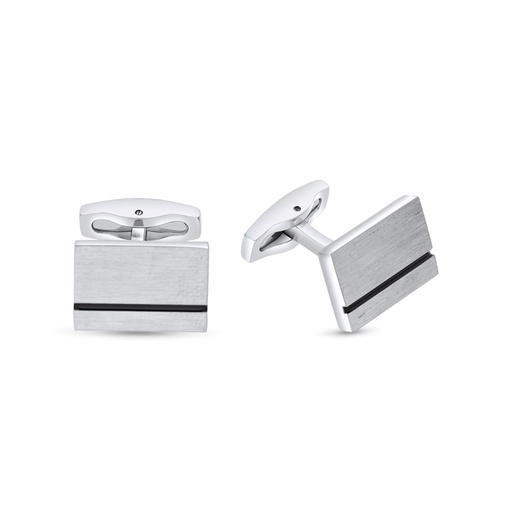 [CFL1000000000A058] Stainless Steel Cufflink 316L Silver And Black Plated 