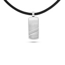 Stainless Steel Necklace 316L Silver Plated With Black Leather For Men