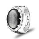 Sterling Silver 925 Ring Rhodium Plated Embedded With SILVER OBSIDIAN