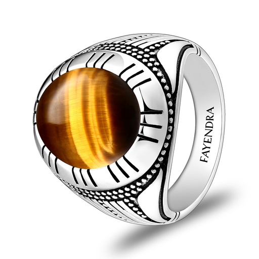 Sterling Silver 925 Ring Rhodium Plated Embedded With ECLIPSE STONE