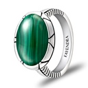 Sterling Silver 925 Ring Rhodium Plated Embedded With Malachite