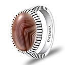 Sterling Silver 925 Ring Rhodium Plated Embedded With BOTSWANA AGATE