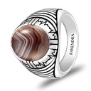 Sterling Silver 925 Ring Rhodium Plated Embedded With BOTSWANA AGATE