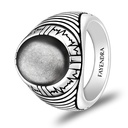 Sterling Silver 925 Ring Rhodium Plated Embedded With SILVER OBSIDIAN