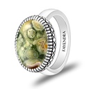 Sterling Silver 925 Ring Rhodium Plated Embedded With Royolite