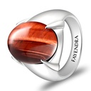 Sterling Silver 925 Ring Rhodium Plated Embedded With RED TIGER EYE