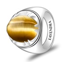 Sterling Silver 925 Ring Rhodium Plated Embedded With GOLD TIGER EYE