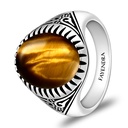 Sterling Silver 925 Ring Rhodium Plated Embedded With ECLIPSE STONE