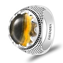 Sterling Silver 925 Ring Rhodium Plated Embedded With ECLIPSE STONE