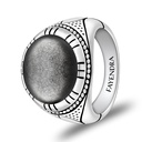 Sterling Silver 925 Ring Rhodium Plated Embedded With SILVER OBSIDIAN