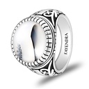 Sterling Silver 925 Ring Rhodium Plated Embedded With NATURAL AGATE