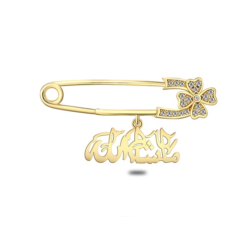 [BRH02WCZ00000A077] Sterling Silver 925 Baby Brooch Golden Plated Embedded With White Zircon