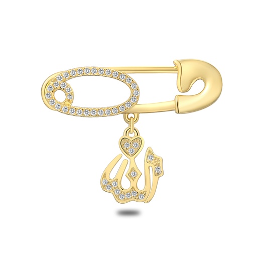 [BRH02WCZ00000A080] Sterling Silver 925 Baby Brooch Golden Plated Embedded With White Zircon