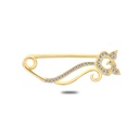 Sterling Silver 925 Baby Brooch Golden Plated Embedded With White Zircon
