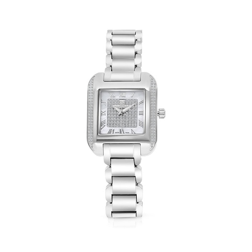 [WAT3100000MOPW051] Stainless Steel 316 Watch Embedded With White Zircon - MOP DIAL