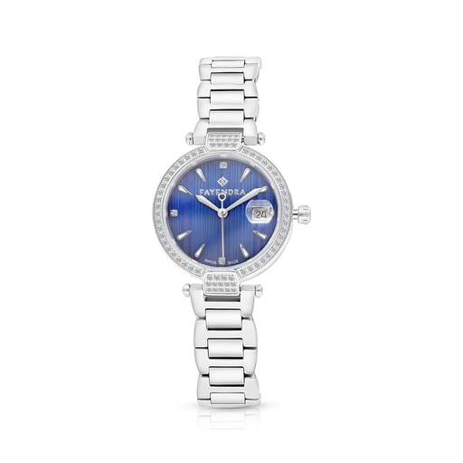 [WAT31WCZ00BLUW052] Stainless Steel 316 Watch Embedded With White Zircon - BLUE DIAL