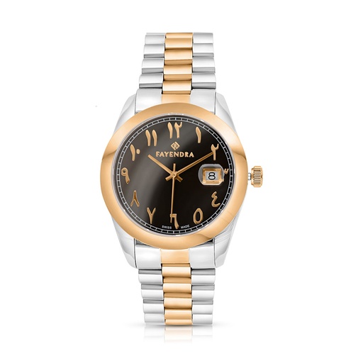 [WAT3500000BRNW055] ساعة رجالي ستانلس ستيل عيار 316 بلون الستيل والذهبي روز BROWN DIAL