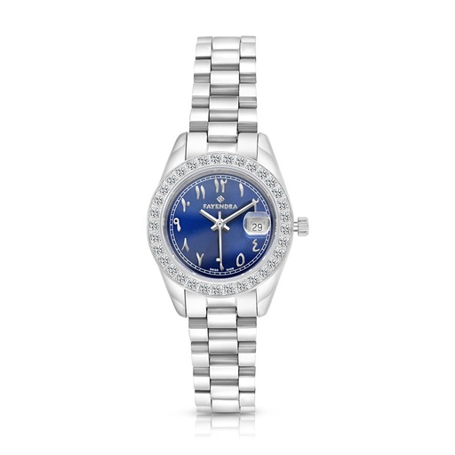 [WAT31WCZ00BLUW056] Stainless Steel 316 Watch Embedded With White Zircon - BLUE DIAL