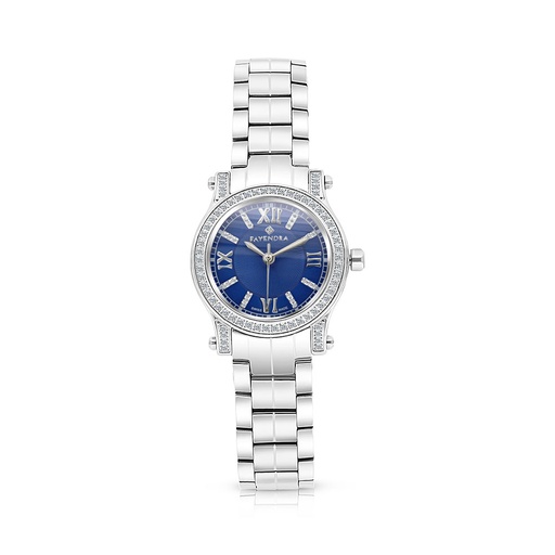 [WAT31WCZ00BLUW057] Stainless Steel 316 Watch Embedded With White Zircon - BLUE DIAL