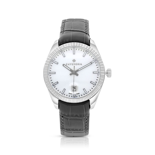 [WAT3100001SILW062] ساعة رجالي ستانلس ستيل عيار 316 جلد اسود SILVER DIAL