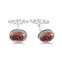 Sterling Silver 925 Cufflink Rhodium Plated Embedded With Botswana Agate