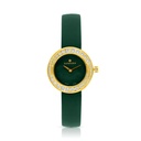 Stainless Steel 316 Watch Golden Color Embedded With Green Leather And White Zircon - GREEN DIAL