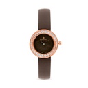 Stainless Steel 316 Watch Rose Gold Color Embedded With Brown Leather And White Zircon - BROWN DIAL