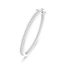 Sterling Silver 925 Bangle Rhodium Plated Embedded With White Zircon (58*52)M