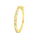 Sterling Silver 925 Bangle Golden Plated Embedded With White Zircon (58*52)M