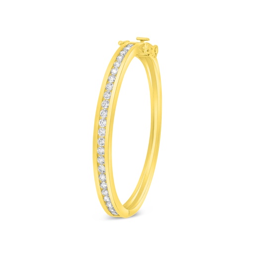 [BNG02WCZ02000A087] Sterling Silver 925 Bangle Golden Plated Embedded With White Zircon (54*48)M