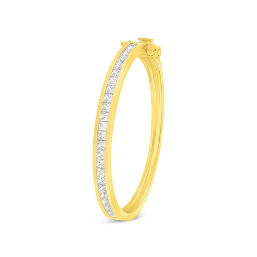 [BNG02WCZ02000A088] Sterling Silver 925 Bangle Golden Plated Embedded With White Zircon (54*48)M