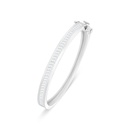 Sterling Silver 925 Bangle Rhodium Plated Embedded With White Zircon (58*52)M