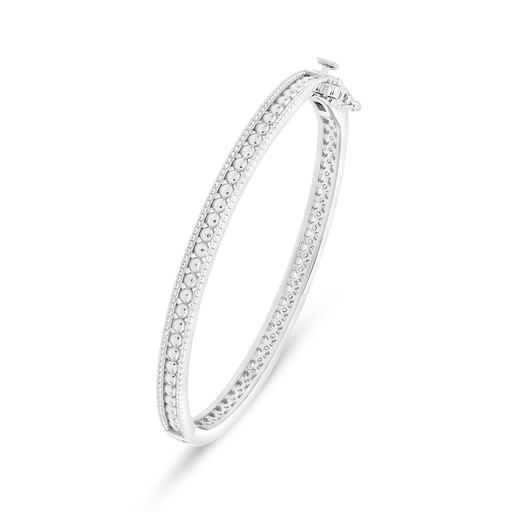 [BNG01WCZ02000A090] Sterling Silver 925 Bangle Rhodium Plated Embedded With White Zircon (54*48)M