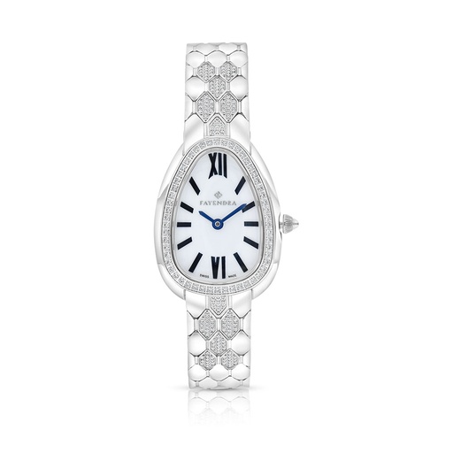 [WAT31WCZ00SILW068] ساعة ستانلس ستيل عيار 316 و فص ابيض و ارقام زرقاء SILVER DIAL