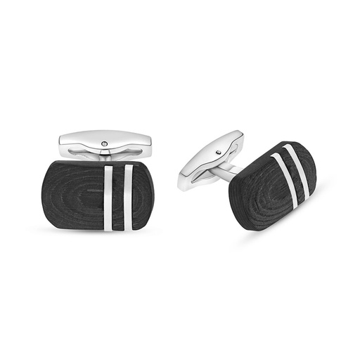[CFL1000000000A071] Stainless Steel Cufflink 316L Silver And Black Plated 