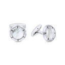 Stainless Steel Cufflink 316L Silver Plated  Embedded With White Shell 