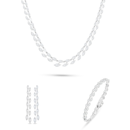 [SET01WCZ00000A075] Sterling Silver 925 SET Rhodium Plated Embedded With White Zircon