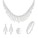 Sterling Silver 925 SET Rhodium Plated Embedded With White Zircon