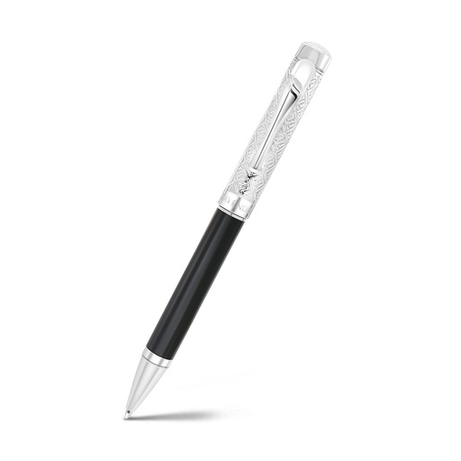 [PEN0900001000A128] Fayendra Luxury Pen Silver And Black Plated 