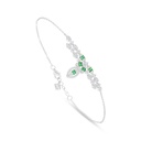 Sterling Silver 925 Bracelet Rhodium Plated Embedded With Emerald Zircon And White Zircon