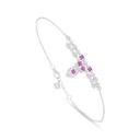 Sterling Silver 925 Bracelet Rhodium Plated Embedded With Ruby Corundum And White Zircon