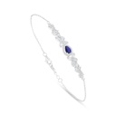 Sterling Silver 925 Bracelet Rhodium Plated Embedded With Sapphire Corundum And White Zircon