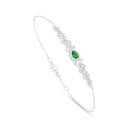 Sterling Silver 925 Bracelet Rhodium Plated Embedded With Emerald Zircon And White Zircon