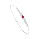 Sterling Silver 925 Bracelet Rhodium Plated Embedded With Ruby Corundum And White Zircon