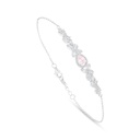 Sterling Silver 925 Bracelet Rhodium Plated Embedded With Pink Zircon And White Zircon