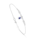 Sterling Silver 925 Bracelet Rhodium Plated Embedded With Sapphire Corundum And White Zircon