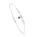 Sterling Silver 925 Bracelet Rhodium Plated Embedded With Ruby Corundum And White Zircon