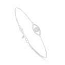 Sterling Silver 925 Bracelet Rhodium Plated Embedded With Yellow Diamond And White Zircon